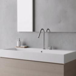 Waterevolution Flow torneira de lavatório de 2 furos em aço inoxidável com bica alta de 120mm T1122VIE