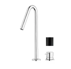 Waterevolution Flow torneira de lavatório de 2 furos preta com bica alta de 120 mm T1122VPR