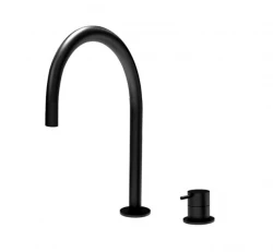 Waterevolution Flow torneira de lavatório de 2 furos preta com bico baixo U 113mm T1121UPR