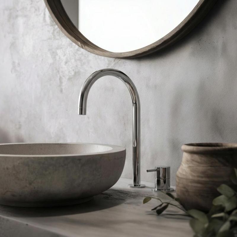 Waterevolution Flow torneira de lavatório de 2 furos cromada com bico baixo U 200mm T1122U01