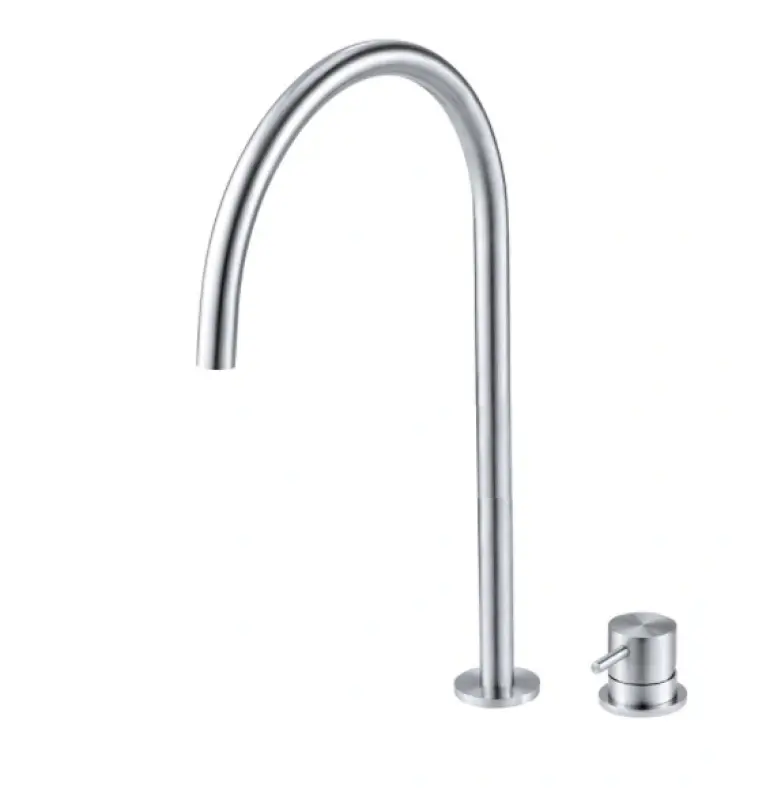 Torneira de lavatório Waterevolution Flow de 2 furos totalmente em aço inoxidável com bico alto de 200 mm T1122UIE