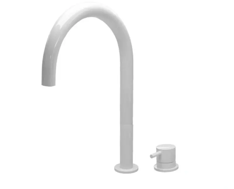Torneira de lavatório Waterrevolution Flow de 2 furos, branca, com bico alto de 200 mm T1122UBR