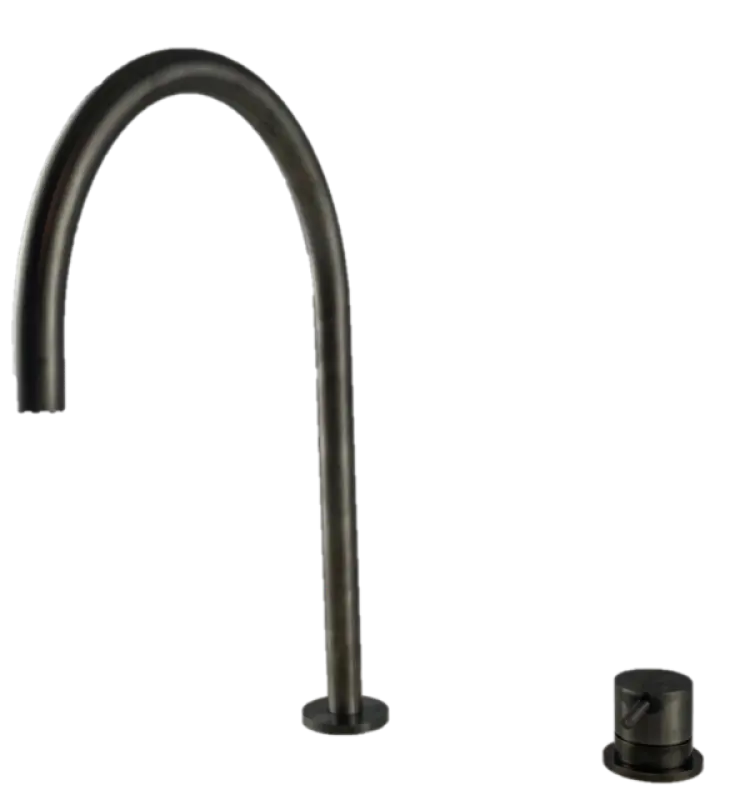 Torneira de lavatório Waterevolution Flow de 2 furos PVD Gun Metal com bico alto de 200 mm T1122UGME