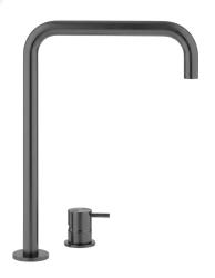 Waterevolution Flow misturadora de lavatório de 2 furos, bica alta 222 PVD Gun Metal T122HGME