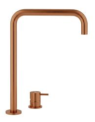 Waterevolution Flow torneira de lavatório de 2 furos, bica alta 222 PVD Cobre Escovado T122HCPE