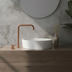 Waterevolution Flow torneira de lavatório de 2 furos, bica alta 222 PVD Cobre Escovado T122HCPE