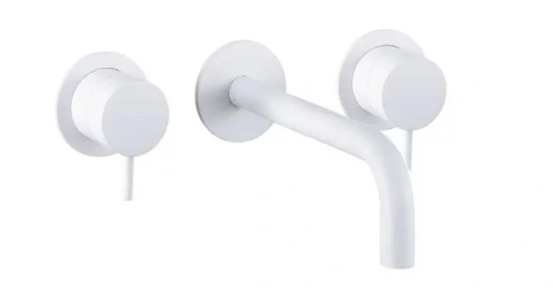 Waterevolution Flow 3-hole Built-in Washbasin Faucet Matte White with spout 10 cm T1163FBR-10