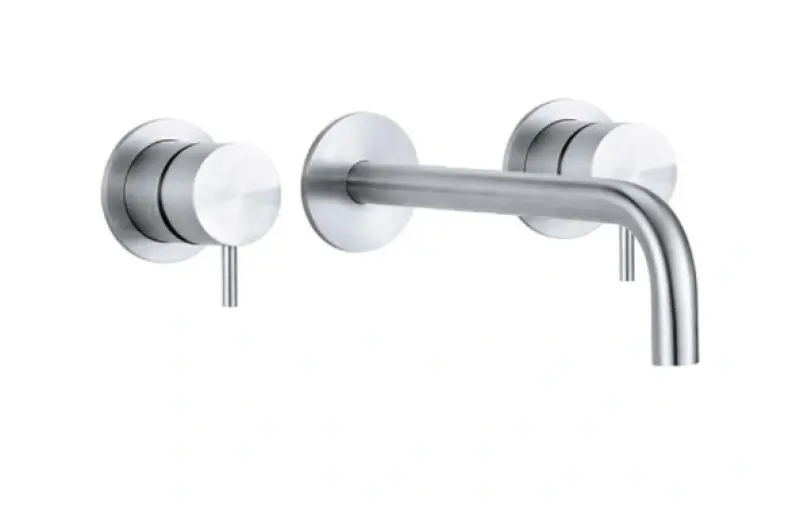Waterevolution Flow 3-hole Built-in Washbasin Faucet Fully Stainless Steel with 15 cm Spout T1163FIE-15