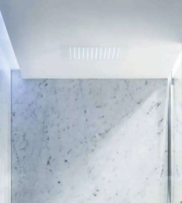 SB Rubinetterie matte white Corian solid surface built-in round rain shower ceiling showerhead 30 cm 1208954156