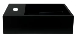 Solid-S Fonte em solid surface, preto mate, 36 cm (L) x 18 cm (P) x 10 cm (A), com tampa, modelo à esquerda com orifício para torneira 1208954158