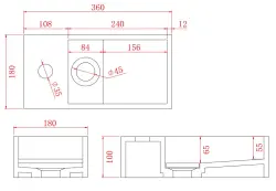 Solid-S Fonte em solid surface, preto mate, 36 cm (L) x 18 cm (P) x 10 cm (A), com tampa, modelo à esquerda com orifício para torneira 1208954158