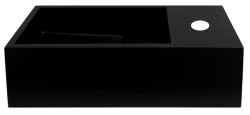 Solid-S Fonte em solid surface, preto mate, 36 cm (L) x 18 cm (P) x 10 cm (A), com tampa, modelo à direita com orifício para torneira 1208954163