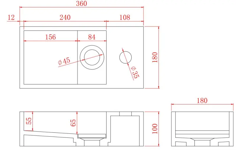 Solid-S Fonte em solid surface, preto mate, 36 cm (L) x 18 cm (P) x 10 cm (A), com tampa, modelo à direita com orifício para torneira 1208954163