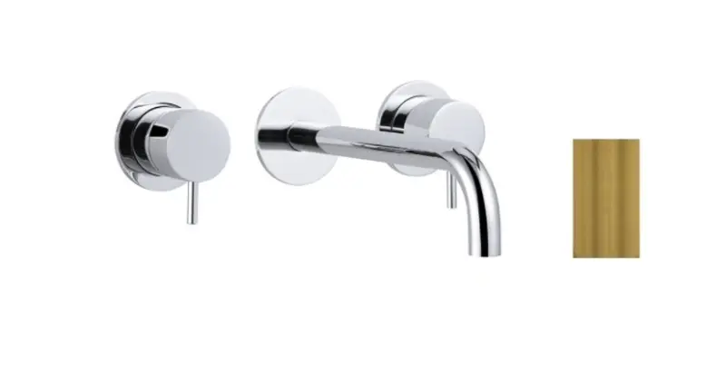Waterevolution Flow 3-hole Built-in Washbasin Faucet Brushed Brass with spout 21 cm T1163FLE-21