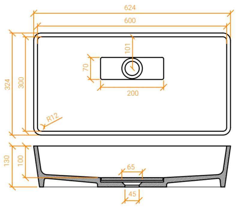 Solid-S City Laveira de encastrar, branca mate, 62 x 32 cm, com escoamento oculto 1208954250