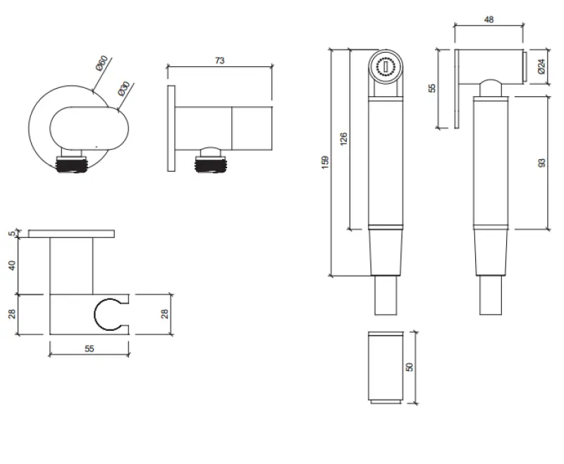 Conjunto de chuveiro de mão Waterrevolution Flow Bidet PVD escovado Cobre T1626CPE