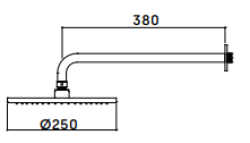 Waterevolution Flow chuveiro de parede 250mm com conexão de parede Latão Escovado T164125LE