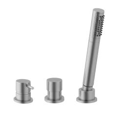 Waterevolution Flow Misturador de Banho de 3 Vias para Montagem na Borda da Banheira Aço Inoxidável T138SBIE