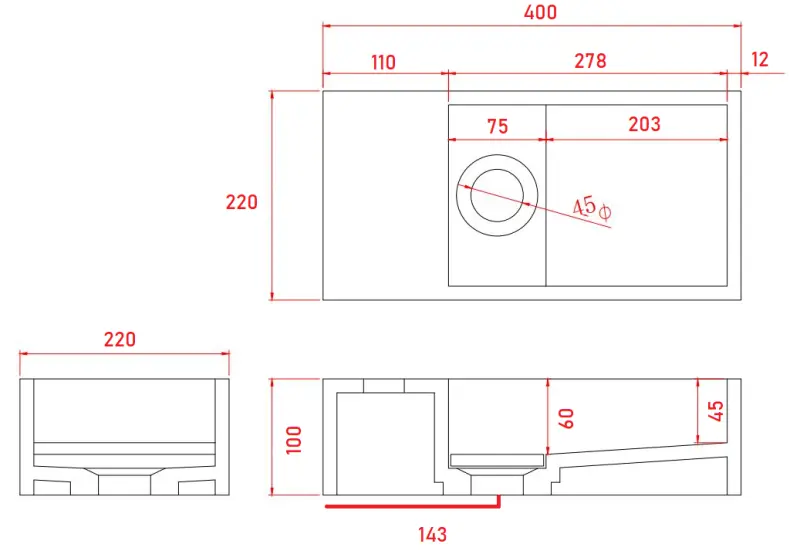 Fonte de superfície sólida Solid-S Marble B40xD22xH10cm mármore preto fosco esquerdo sem furo para torneira 1208954632