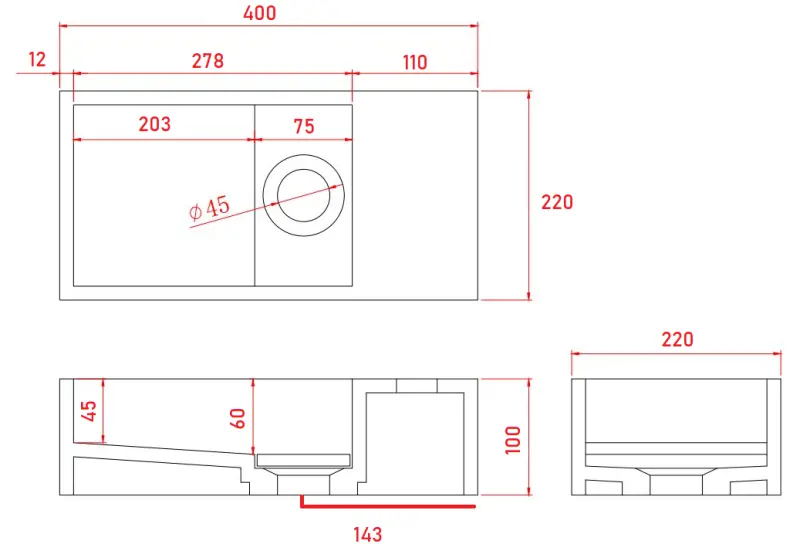 Fonte de superfície sólida Solid-S Marble B40xD22xH10cm mármore preto fosco à direita sem furo para torneira 1208954635