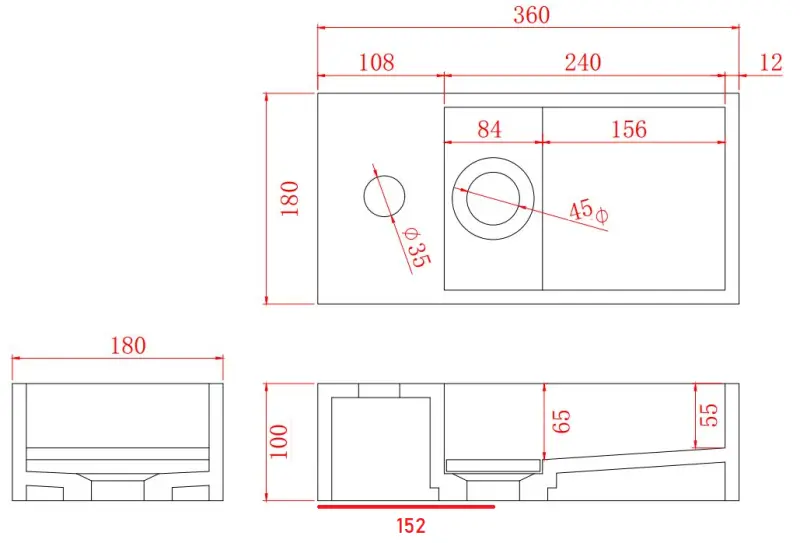 Fonte de superfície sólida Solid-S Marble B36xD18xH10cm mármore preto fosco à esquerda com furo para torneira 1208954637