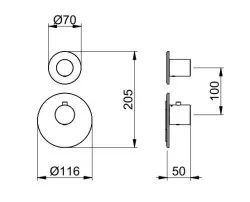 SB 316 ESTÉTICA Torneira termostática embutida com 1 saída / torneira de fechamento totalmente em aço inoxidável 1208954889