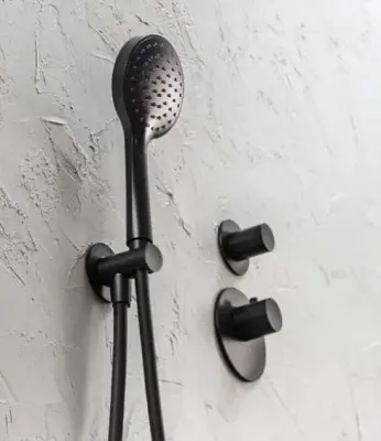 SB AESTHETICS Torneira termostática embutida redonda com 2 saídas / misturador de parada preto fosco 1208954916