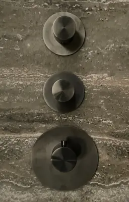SB 316 AESTHETICS Round Misturador termostático embutido com 2 saídas / 2 x válvula de fechamento PVD metal escovado 1208954945