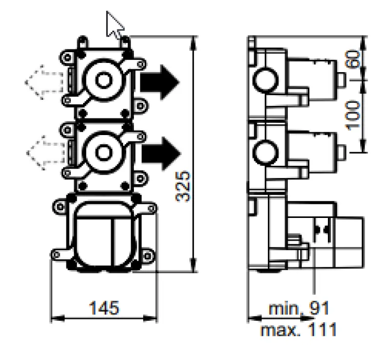 SB AESTHETICS Round concealed thermostatic mixer with 2 outlets / 2 shut-off valves, matt white 1208954948