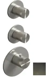 SB 316 ESTÉTICA Misturador termostático embutido redondo com 3 saídas com desviador e válvula de fechamento PVD metal escovado 1208954952