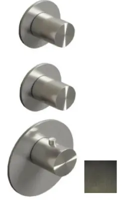 SB 316 ESTÉTICA Misturador termostático embutido redondo com 3 saídas com desviador e válvula de fechamento PVD metal escovado 1208954952