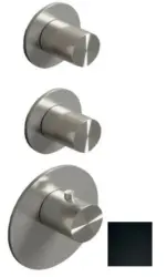 SB AESTHETICS Torneira termostática embutida redonda com 3 saídas com desviador e válvula de fechamento preto fosco 1208954954