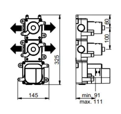 SB 316 ESTÉTICA Válvula de termostato embutida redonda com 4 saídas / 2x válvula de desvio em aço inoxidável completo 1208954956