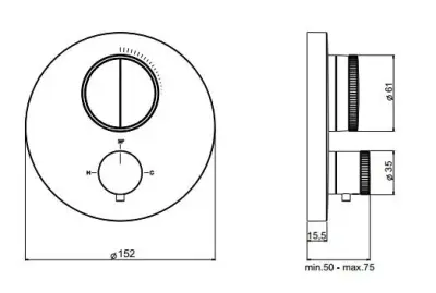 SB Push Round Embutido válvula termostática com interruptor de botão e controle de volume PVD ouro escovado 1208955071