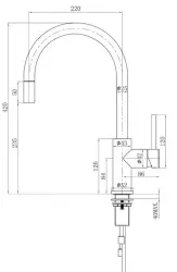 Lorreine Aire torneira de cozinha preta completamente em aço inoxidável fosco preto Black com bica extensível 1208955087