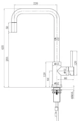 Lorreine Square torneira de cozinha preta totalmente em aço inoxidável, preto fosco, com bica extensível 1208955088.