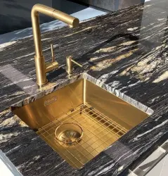 Lorreine escorredor de pia PVD dourado suporte de pia dourado 50x40cm 1208955091