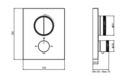 SB Push Square Embutida Misturadora Termostática com Comutador de Botão de Pressão e Controle de Volume Preto Fosco 1208955126