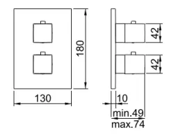 SB Universale Square Embutida misturadora termostática com 2 saídas Aço Inoxidável 1208955143