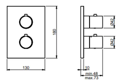 SB Universal Round on Square Embutido misturador termostático com 3 saídas totalmente em Aço Inoxidável 316 1208955196