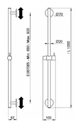 SB Rubinetterie Universale L 1000 Flexi Round barra deslizante cromada 1208955231