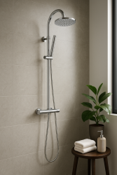 Aquadesign Orly conjunto de duche termostático com chuveiro de efeito chuva cromado