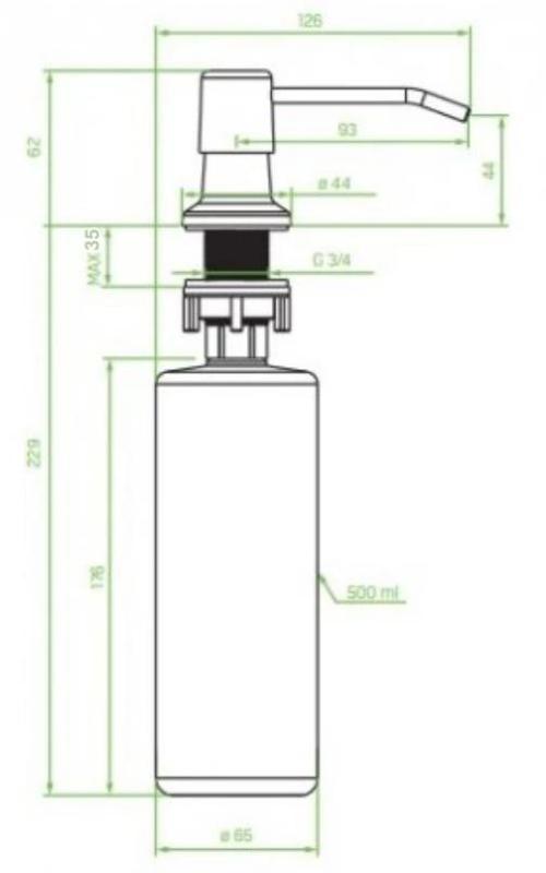 Aquadesign Nantes Built-in Soap Dispenser, Matte Black