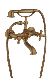 Aquadesign Marseille torneira clássica para banheira com botões em bronze, incluindo chuveiro de mão