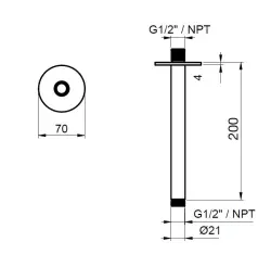 Braço de teto para chuveiro SB Round 316 redondo 20cm PVD dourado 1208955310