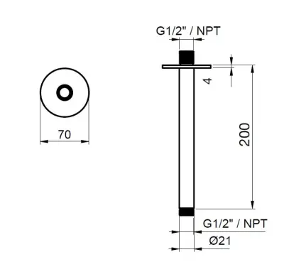 Braço de teto para chuveiro SB Round 316 redondo 20cm PVD dourado 1208955310