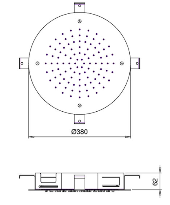 SB Round Cromoterapia Chuveiro de Teto Embutido PVD Gun Metal 1208955472