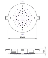 SB Round Cromoterapia Chuveiro de Teto Embutido PVD Gun Metal 1208955472