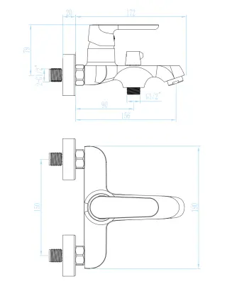 Torneira misturadora para banheira Aquadesign Tours, acabamento preto mate
