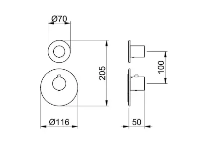 Conjunto de Chuveiro SB Round, aço inoxidável escovado 316, embutido completo